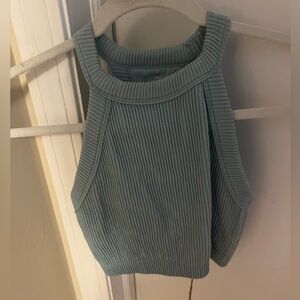 Workout top, stretchy yet secure, light blue and soft